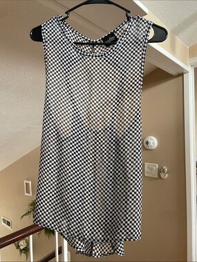 audrey Black and White Checkered Sheet Sleeveless Tank